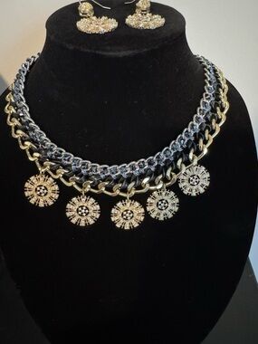 Gold and Black Statement Pendant Necklace - Women Jewelry